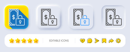Private payment line icon. Neumorphic, Flat shadow, 3d buttons. Dollar sign. Finance symbol. Line private payment icon. Social media icons. Vectorのイラスト素材
