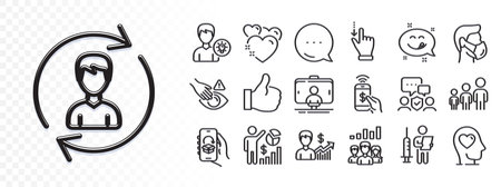 Mental health, Heart and Dont touch line icons for web app. Glare of light effect. Message icon....