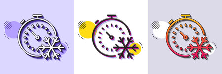 Freezing timer line icon. Halftone dotted pattern. Gradient icon with grain shadow. AC cold temperature sign. Fridge function symbol. Line freezing timer icon. Various designs. Vectorのイラスト素材