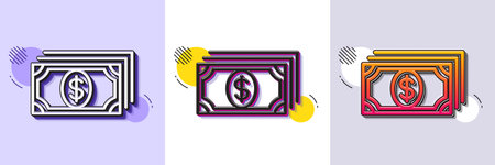 Payment line icon. Halftone dotted pattern. Gradient icon with grain shadow. Dollar exchange sign. Finance symbol. Line payment icon. Various designs. Vectorのイラスト素材