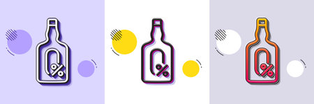 Alcohol free line icon. Halftone dotted pattern. Gradient icon with grain shadow. Whiskey bottle sign. Bar drink symbol. Line alcohol free icon. Various designs. Vectorのイラスト素材