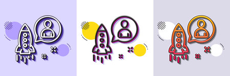 Startup line icon. Halftone dotted pattern. Gradient icon with grain shadow. Business management...