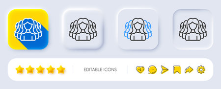 Group of Women line icon. Neumorphic, Flat shadow, 3d buttons. Human communication symbol. Teamwork sign. Line women Group icon. Social media icons. Vectorのイラスト素材