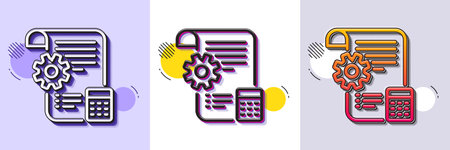 Settings blueprint line icon. Halftone dotted pattern. Gradient icon with grain shadow. Engineering cogwheel tool sign. Cog gear symbol. Line settings blueprint icon. Various designs. Vectorのイラスト素材