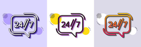 24 hours service line icon. Halftone dotted pattern. Gradient icon with grain shadow. Call support...