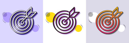 Target purpose line icon. Halftone dotted pattern. Gradient icon with grain shadow. Stratery goal sign. Core value symbol. Line target purpose icon. Various designs. Vectorのイラスト素材