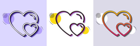 Couple Love line icon. Halftone dotted pattern. Gradient icon with grain shadow. Two Hearts sign. Valentines day symbol. Line hearts icon. Various designs. Vectorのイラスト素材