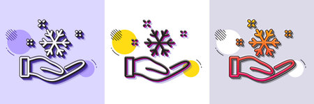 Freezing hand line icon. Halftone dotted pattern. Gradient icon with grain shadow. AC cold...