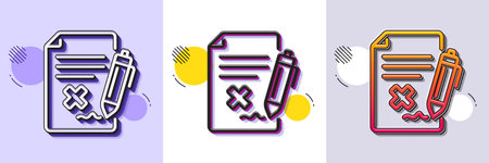 Reject file line icon. Halftone dotted pattern. Gradient icon with grain shadow. Decline document sign. Delete file. Line reject file icon. Various designs. Vectorのイラスト素材