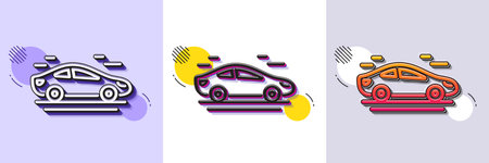 Car transport line icon. Halftone dotted pattern. Gradient icon with grain shadow. Transportation vehicle sign. Driving symbol. Line car icon. Various designs. Vectorのイラスト素材