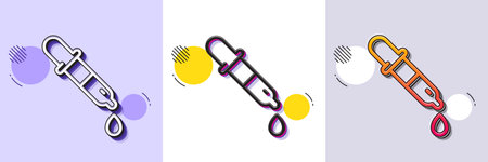 Chemistry pipette line icon. Halftone dotted pattern. Gradient icon with grain shadow. Laboratory sign. Analysis lab symbol. Line chemistry pipette icon. Various designs. Vectorのイラスト素材