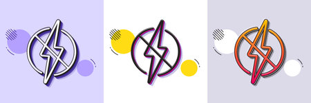 Antistatic line icon. Halftone dotted pattern. Gradient icon with grain shadow. Lightning bolt sign. Static energy symbol. Line antistatic icon. Various designs. Vectorのイラスト素材