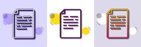 Document line icon. Halftone dotted pattern. Gradient icon with grain shadow. Doc file page sign....