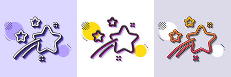 Falling star line icon. Halftone dotted pattern. Gradient icon with grain shadow. Night sign....