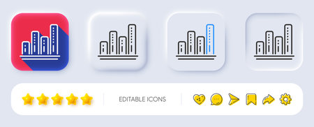Graph line icon. Neumorphic, Flat shadow, 3d buttons. Column chart sign. Growth diagram symbol. Line graph chart icon. Social media icons. Vectorのイラスト素材