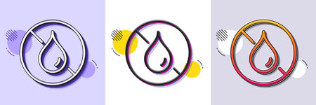 No waterproof line icon. Halftone dotted pattern. Gradient icon with grain shadow. Water resistant sign. Drop protection symbol. Line no waterproof icon. Various designs. Vectorのイラスト素材