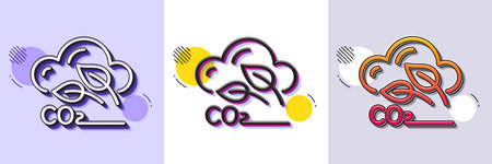 Co2 gas line icon. Halftone dotted pattern. Gradient icon with grain shadow. Carbon dioxide emissions sign. Exhaust reduction symbol. Line co2 gas icon. Various designs. Vectorのイラスト素材