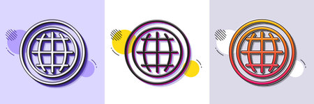 Globe line icon. Halftone dotted pattern. Gradient icon with grain shadow. World or Earth sign. Global Internet symbol. Line globe icon. Various designs. Vectorのイラスト素材