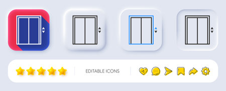Lift line icon. Neumorphic, Flat shadow, 3d buttons. Elevator sign. Transportation between floors symbol. Line lift icon. Social media icons. Vectorのイラスト素材