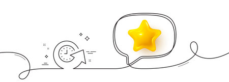 Update time line icon. Continuous line with 3d star. Refresh watch sign. 3d star in speech bubble. Update time single line ribbon. Loop curve pattern. Vectorのイラスト素材
