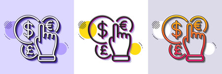 Money currency line icon. Halftone dotted pattern. Gradient icon with grain shadow. Cash exchange...