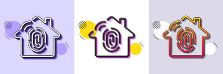 Fingerprint access line icon. Halftone dotted pattern. Gradient icon with grain shadow. House protection sign. Biometric identity symbol. Line fingerprint access icon. Various designs. Vectorのイラスト素材