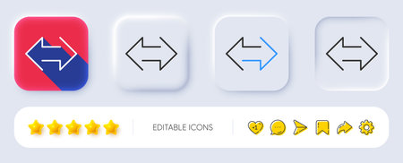 Sync arrows line icon. Neumorphic, Flat shadow, 3d buttons. Communication Arrowheads symbol. Navigation pointer sign. Line sync icon. Social media icons. Vectorのイラスト素材