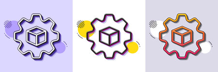 Product development line icon. Halftone dotted pattern. Gradient icon with grain shadow. Digital research sign. Tech service symbol. Line product development icon. Various designs. Vectorのイラスト素材