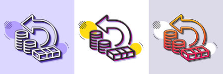 Cash back line icon. Halftone dotted pattern. Gradient icon with grain shadow. Return money sign. Bank benefits symbol. Line cash back icon. Various designs. Vectorのイラスト素材