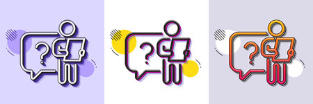 Search employee line icon. Halftone dotted pattern. Gradient icon with grain shadow. Interview...