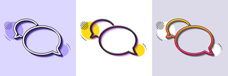 Messenger line icon. Halftone dotted pattern. Gradient icon with grain shadow. Speech bubble sign. Chat message symbol. Line messenger icon. Various designs. Vectorのイラスト素材