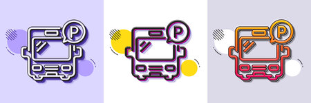 Bus parking line icon. Halftone dotted pattern. Gradient icon with grain shadow. Auto park sign. Transport place symbol. Line bus parking icon. Various designs. Vectorのイラスト素材