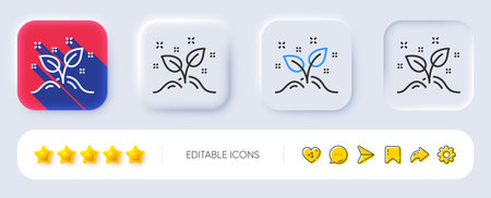 Startup concept line icon. Neumorphic, Flat shadow, 3d buttons. Idea leaves sign. Launch project symbol. Line startup concept icon. Social media icons. Vectorのイラスト素材
