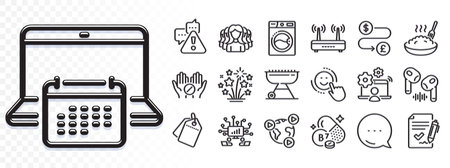 Women group, Teamwork and Video conference line icons for web app. Glare of light effect. Message icon. Pack of Smile, Money transfer, Fireworks stars pictogram icons. Vectorのイラスト素材