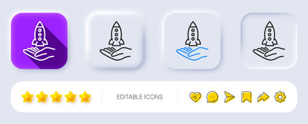 Crowdfunding line icon. Neumorphic, Flat shadow, 3d buttons. Launch Startup project sign. Innovation symbol. Line crowdfunding icon. Social media icons. Vectorのイラスト素材