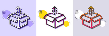 Send box line icon. Halftone dotted pattern. Gradient icon with grain shadow. Open delivery parcel...