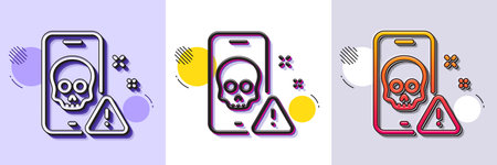 Cyber attack line icon. Halftone dotted pattern. Gradient icon with grain shadow. Ransomware threat sign. Phone hacking symbol. Line cyber attack icon. Various designs. Vectorのイラスト素材