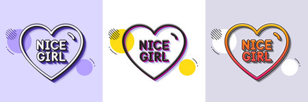 Nice girl line icon. Halftone dotted pattern. Gradient icon with grain shadow. Sweet heart sign. Valentine day love symbol. Line nice girl icon. Various designs. Vectorのイラスト素材