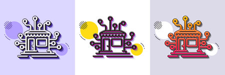 Distribution network line icon. Halftone dotted pattern. Gradient icon with grain shadow. Market store sign. Marketplace warehouse symbol. Line distribution icon. Various designs. Vectorのイラスト素材