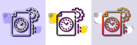 Project deadline line icon. Halftone dotted pattern. Gradient icon with grain shadow. Time...