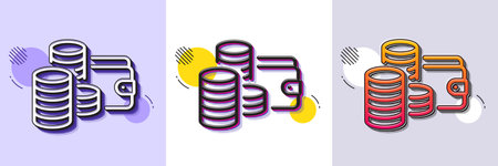 Wallet line icon. Halftone dotted pattern. Gradient icon with grain shadow. Money purse sign. Cash budget symbol. Line wallet icon. Various designs. Vectorのイラスト素材