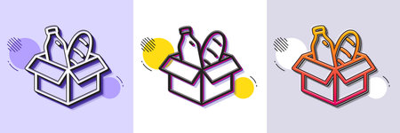 Food donation line icon. Halftone dotted pattern. Gradient icon with grain shadow. Charity box sign. Charitable organization symbol. Line food donation icon. Various designs. Vectorのイラスト素材