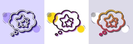 Ranking stars speech bubble line icon. Halftone dotted pattern. Gradient icon with grain shadow. Star rating sign. Best rank symbol. Line ranking stars icon. Various designs. Vectorのイラスト素材