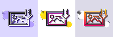 Download photo line icon. Halftone dotted pattern. Gradient icon with grain shadow. Image thumbnail...