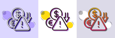 Deflation line icon. Halftone dotted pattern. Gradient icon with grain shadow. Economic crisis sign. Income reduction symbol. Line deflation icon. Various designs. Vectorのイラスト素材