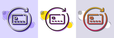 Renew card line icon. Halftone dotted pattern. Gradient icon with grain shadow. Non-cash money sign....