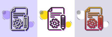Documentation line icon. Halftone dotted pattern. Gradient icon with grain shadow. Technical instruction sign. Line documentation icon. Various designs. Vectorのイラスト素材