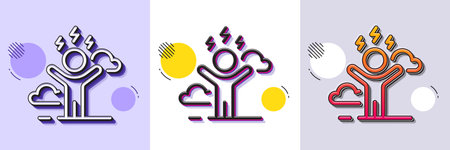 Difficult stress line icon. Halftone dotted pattern. Gradient icon with grain shadow. Anxiety depression sign. Mental health symbol. Line difficult stress icon. Various designs. Vectorのイラスト素材