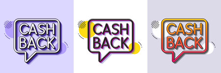 Cashback service line icon. Halftone dotted pattern. Gradient icon with grain shadow. Money transfer sign. Speech bubble symbol. Line money transfer icon. Various designs. Vectorのイラスト素材