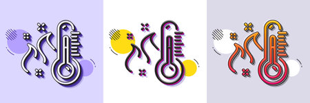 High thermometer line icon. Halftone dotted pattern. Gradient icon with grain shadow. Temperature...